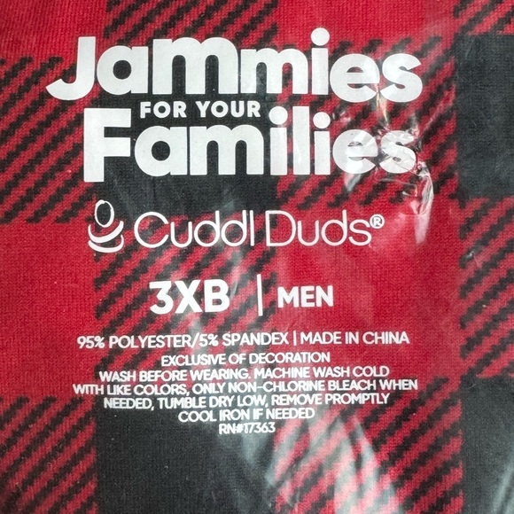 NEW Cuddl Duds Red and Black Plaid Pajama Set men’s 3XB - Picture 2 of 5